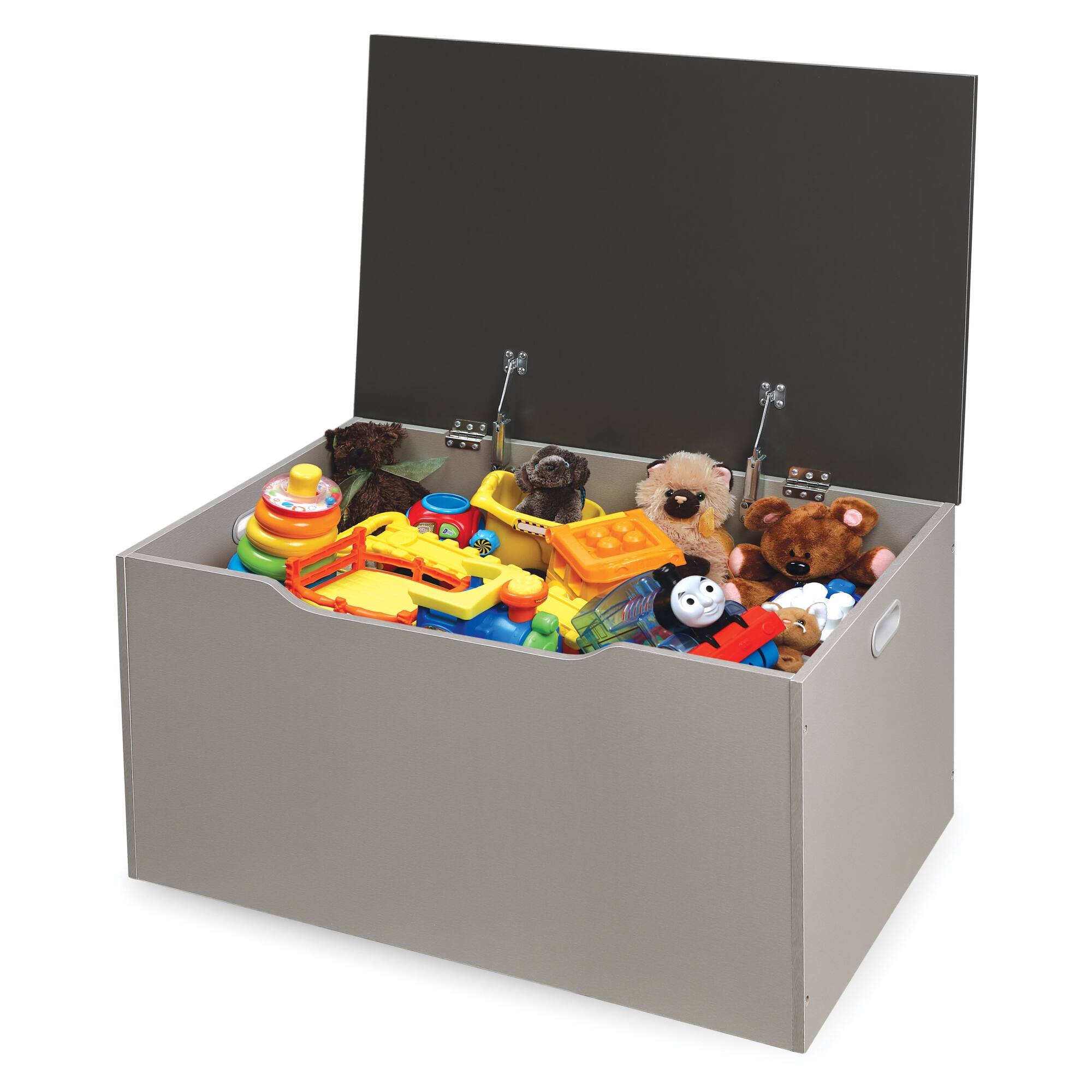Badger Basket Woodgrain Gray Flat Bench Top Toy & Storage Box